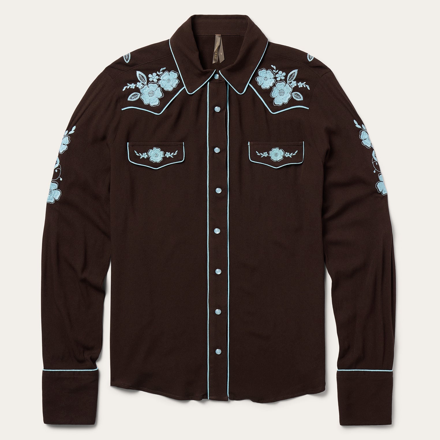 Embroidered Retro Western Shirt Brown
