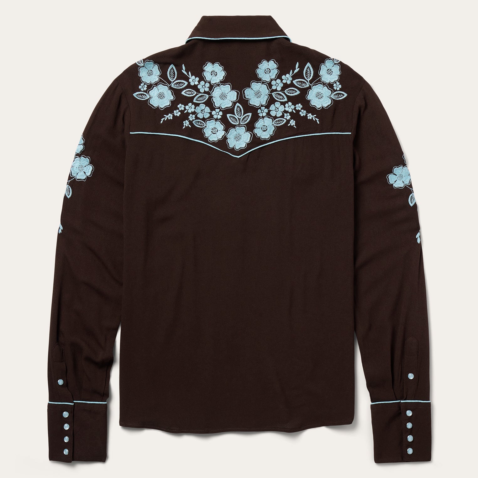 Embroidered Retro Western Shirt Brown