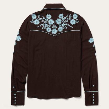 Embroidered Retro Western Shirt Brown