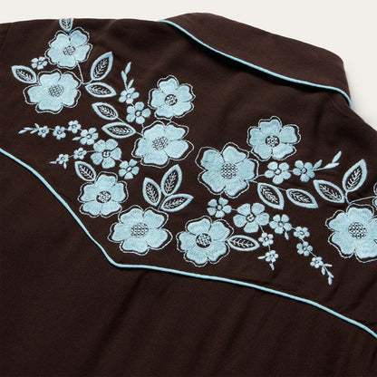Embroidered Retro Western Shirt Brown