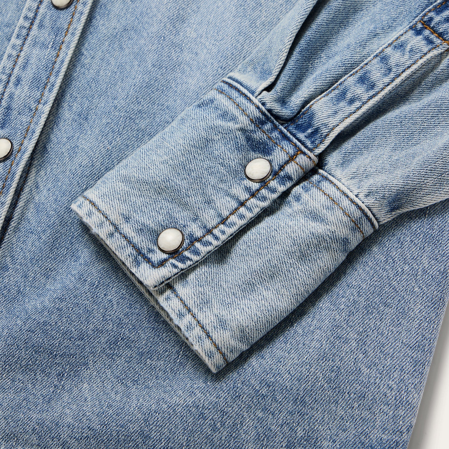 Embroidered Loose Fit Denim Shirt Blue