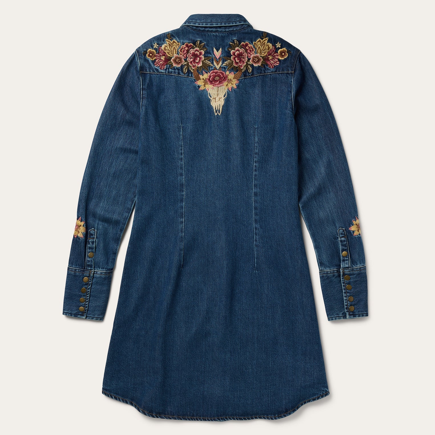 Embroidered Western Shirt Dress Blue