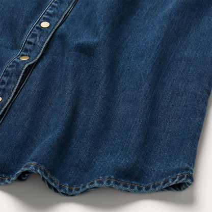 Embroidered Western Shirt Dress Blue
