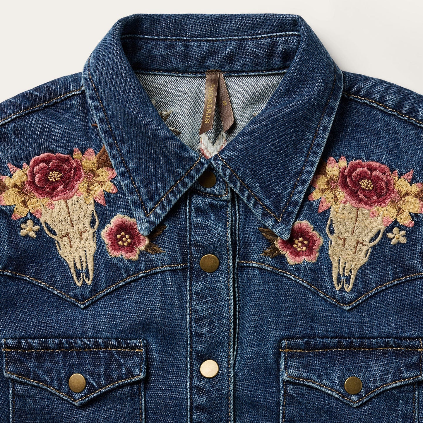 Embroidered Western Shirt Dress Blue