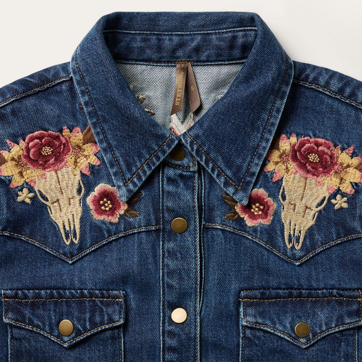 Embroidered Western Shirt Dress Blue