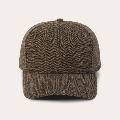 Wool Herringbone Baseball Cap Brown Melange
