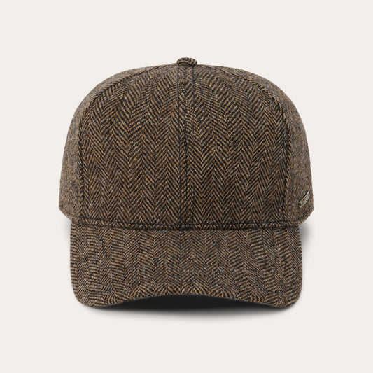 Wool Herringbone Baseball Cap Brown Melange