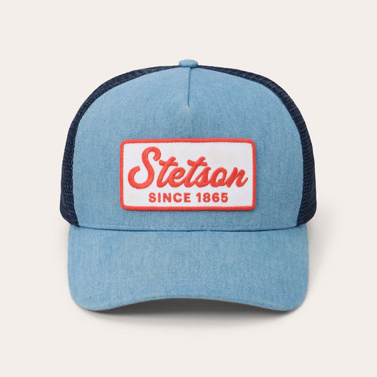 Washed Denim 1865 Patch Trucker Cap Blue