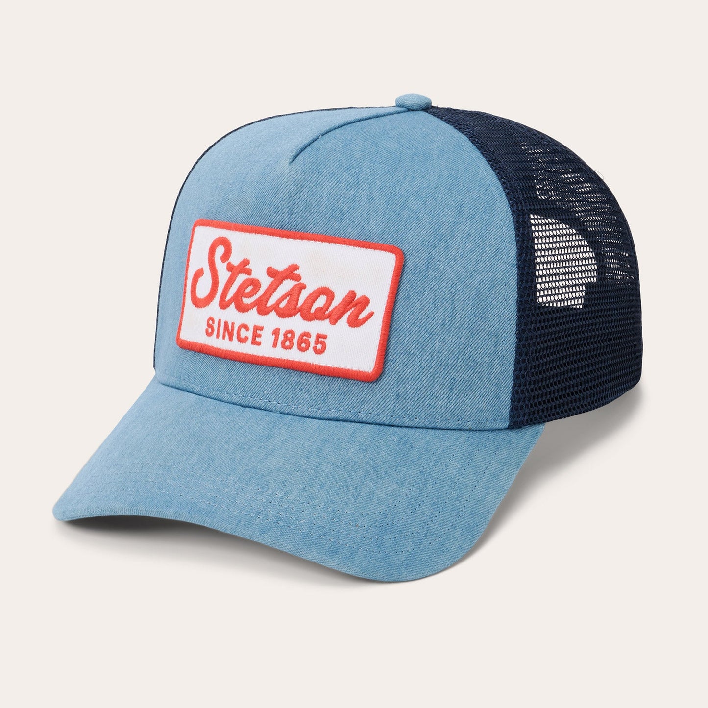 Washed Denim 1865 Patch Trucker Cap Blue