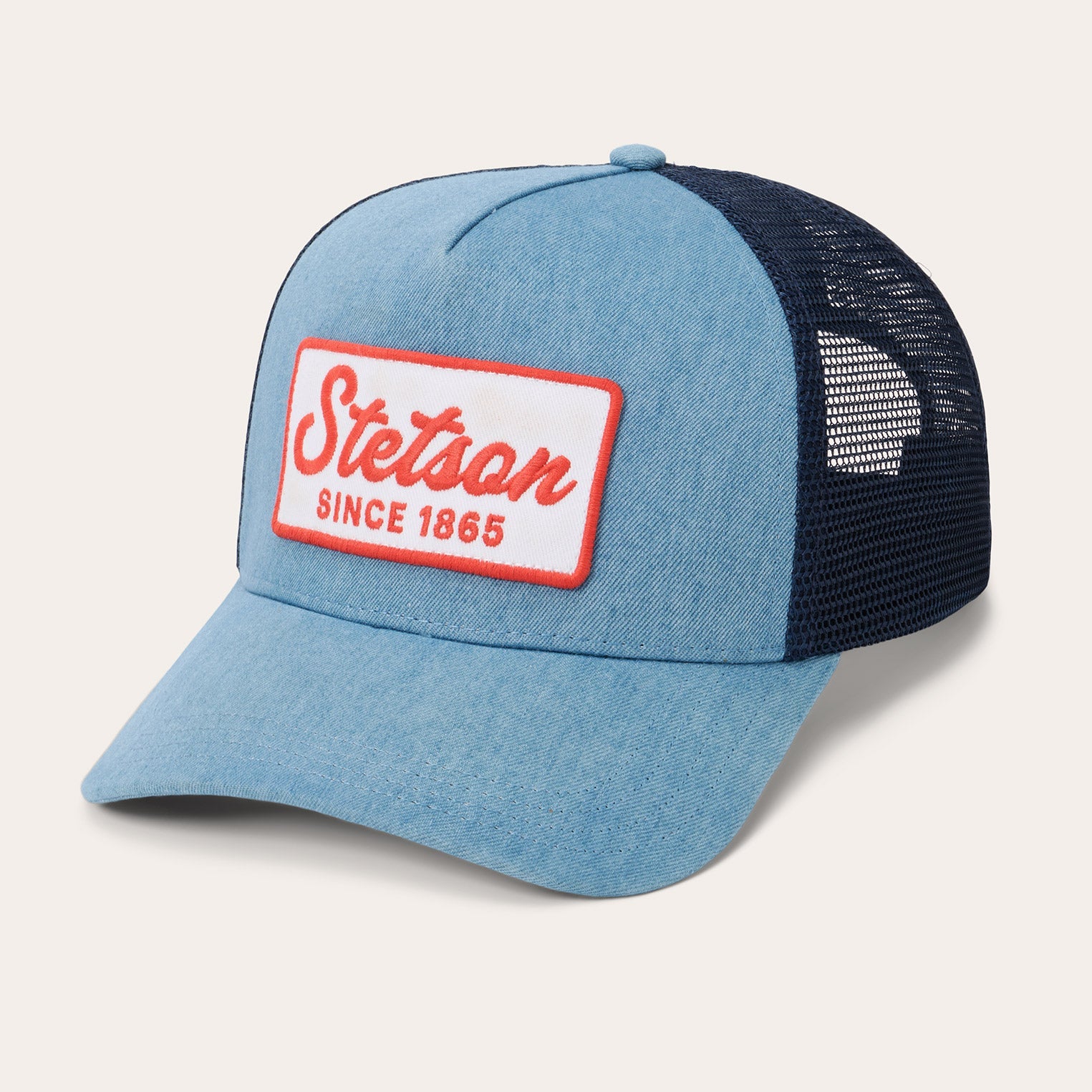 Washed Denim 1865 Patch Trucker Cap Blue