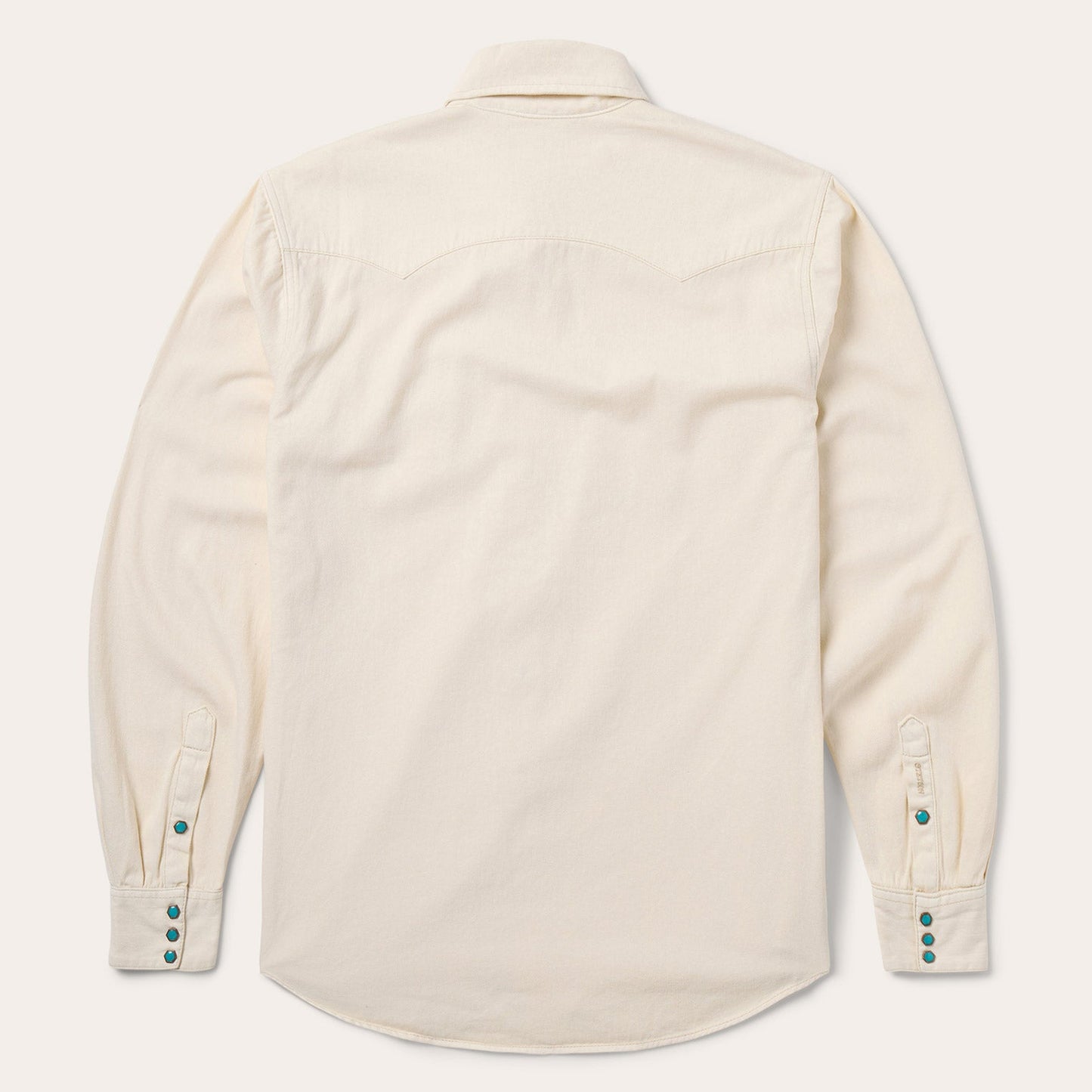 Turquoise Snap Western Denim Shirt Cream
