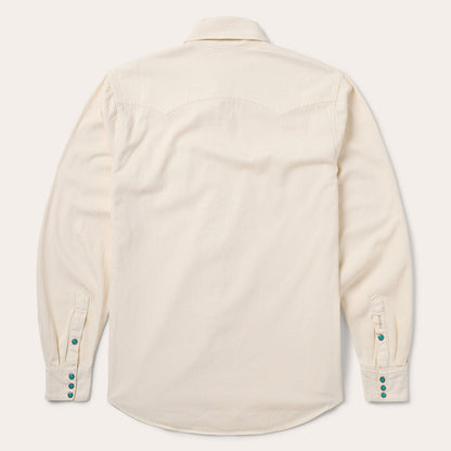 Turquoise Snap Western Denim Shirt Cream