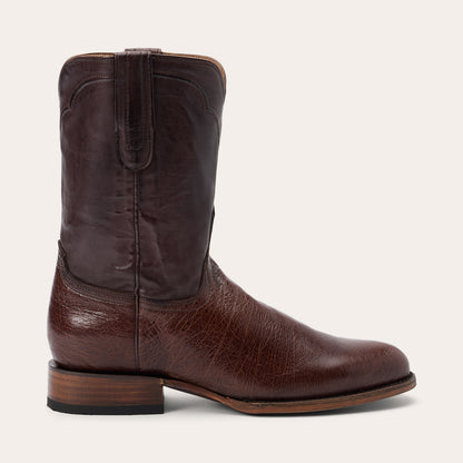 Clay Smooth Ostrich Roper Boots Tobacco