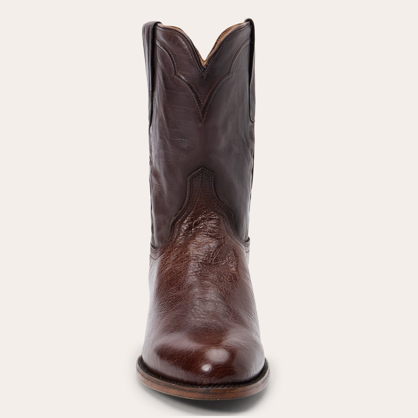 Clay Smooth Ostrich Roper Boots Tobacco