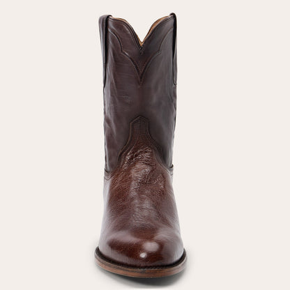 Clay Smooth Ostrich Roper Boots Tobacco