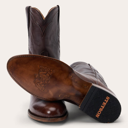 Clay Smooth Ostrich Roper Boots Tobacco