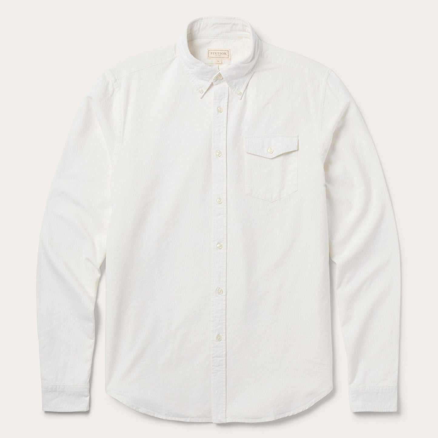 Peached Oxford Button-Down Shirt White