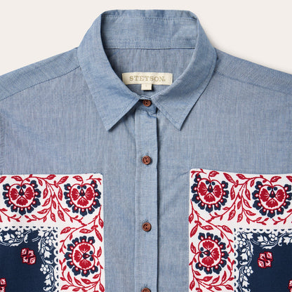 Chambray Bandana Shirt Blue