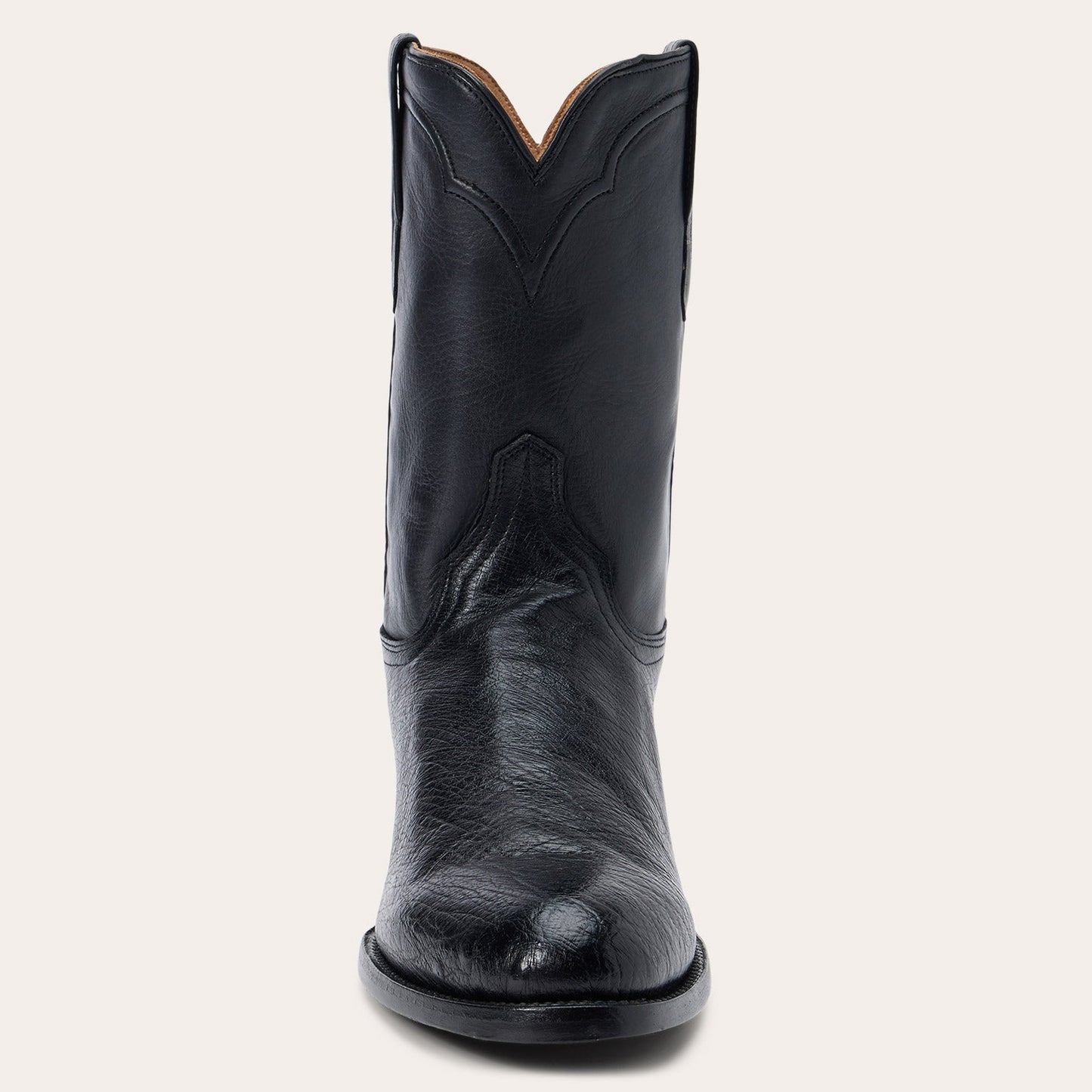 Clay Smooth Ostrich Roper Boots Black