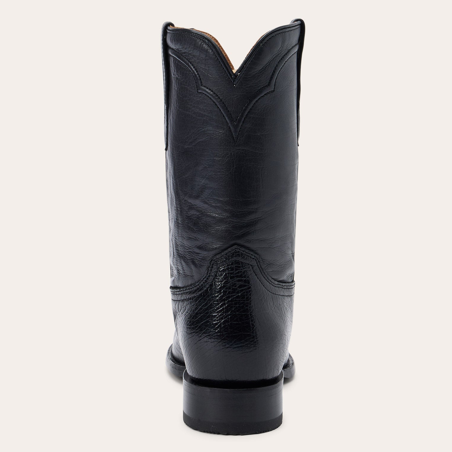 Clay Smooth Ostrich Roper Boots Black