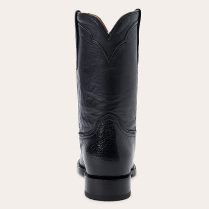 Clay Smooth Ostrich Roper Boots Black