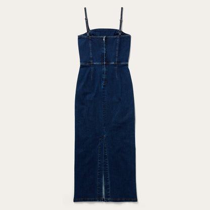 Stretch Denim Fitted Dress Blue