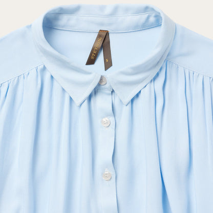 Twill Collared Blouse Blue