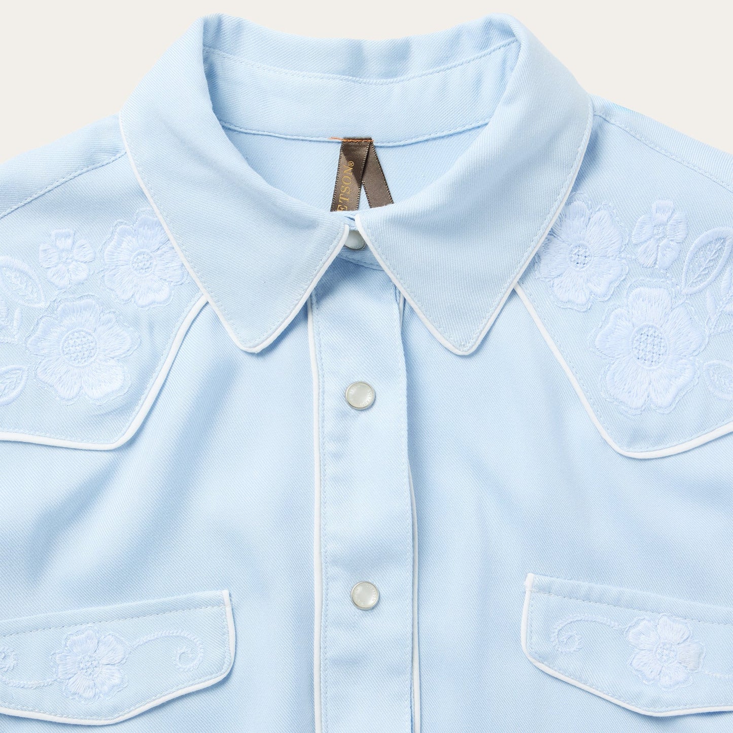 Embroidered Retro Western Shirt Blue