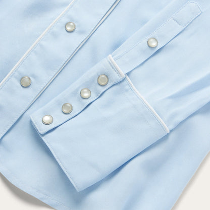 Embroidered Retro Western Shirt Blue