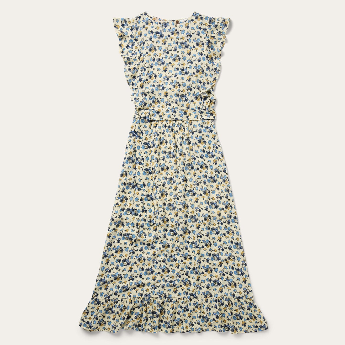 Field Flowers Print Peasant Dress Yellow