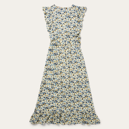 Field Flowers Print Peasant Dress Yellow