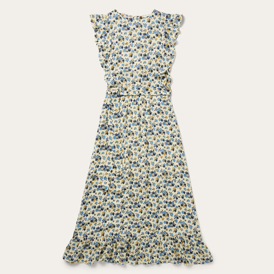 Field Flowers Print Peasant Dress Yellow