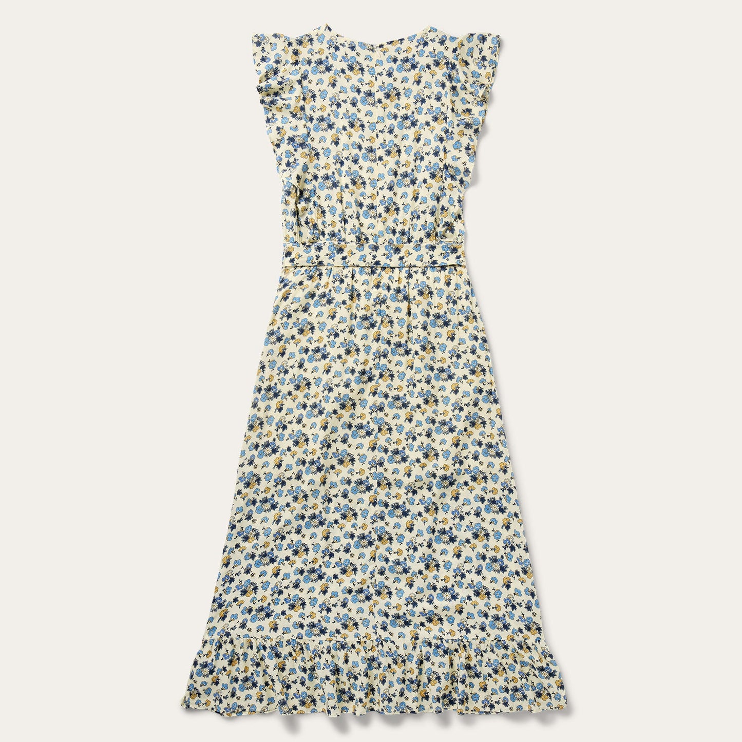 Field Flowers Print Peasant Dress Yellow