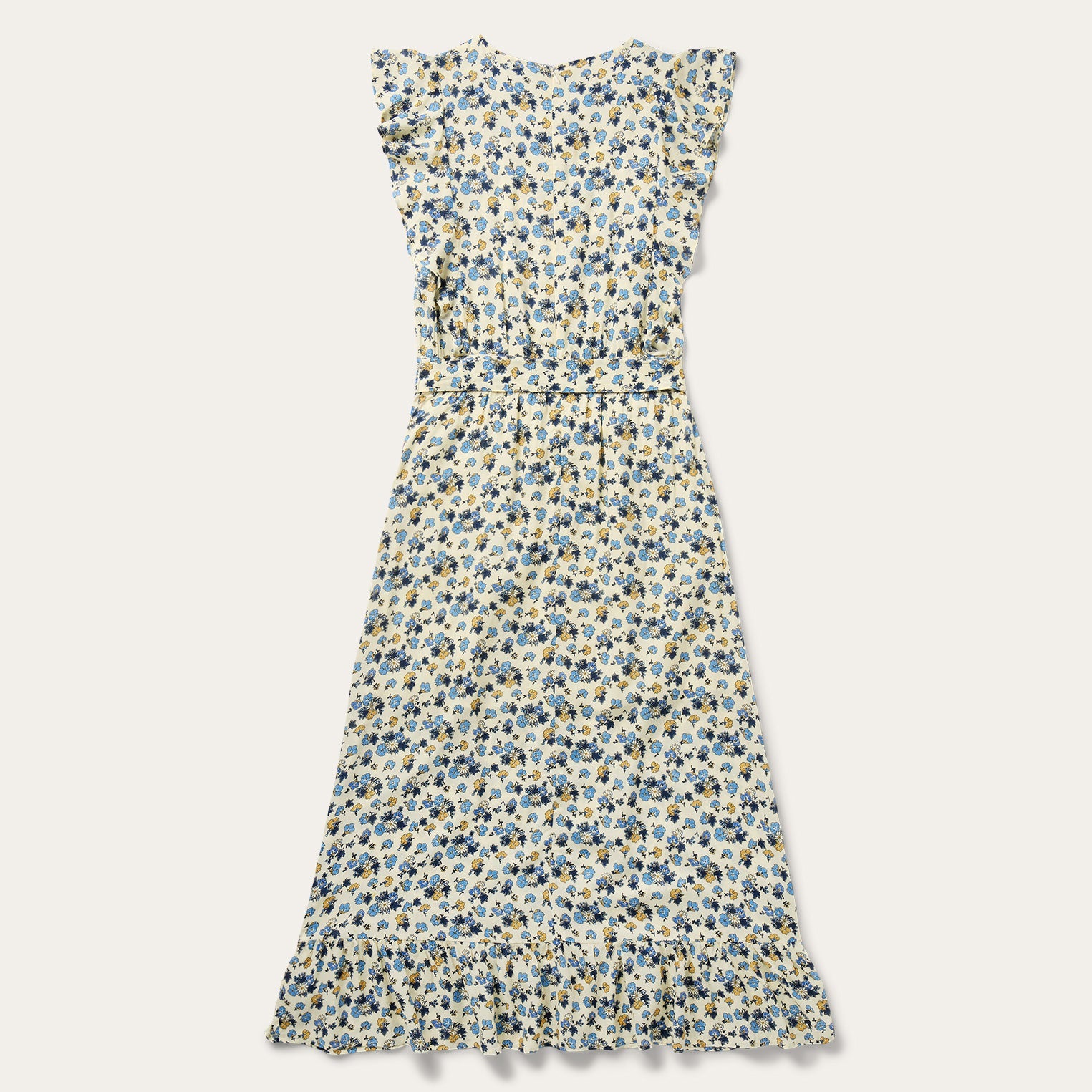 Field Flowers Print Peasant Dress Yellow