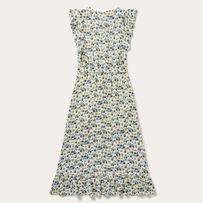 Field Flowers Print Peasant Dress Yellow