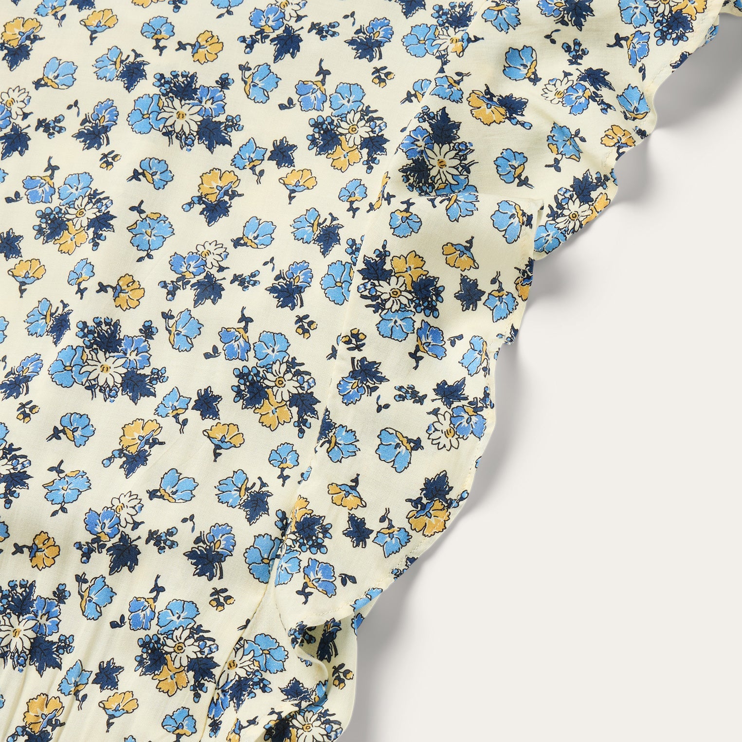 Field Flowers Print Peasant Dress Yellow
