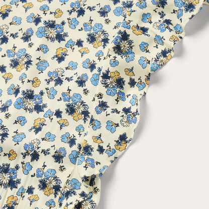 Field Flowers Print Peasant Dress Yellow