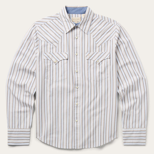Ombre Stripe Western Shirt Brown