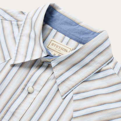 Ombre Stripe Western Shirt Brown