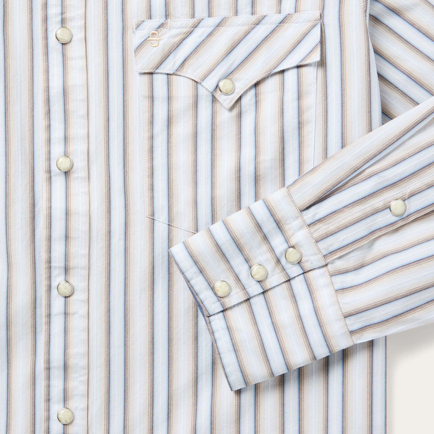 Ombre Stripe Western Shirt Brown