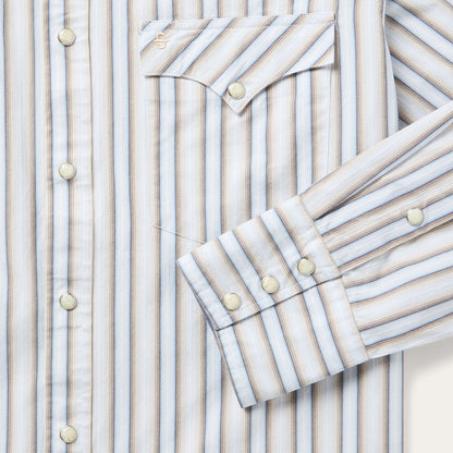 Ombre Stripe Western Shirt Brown