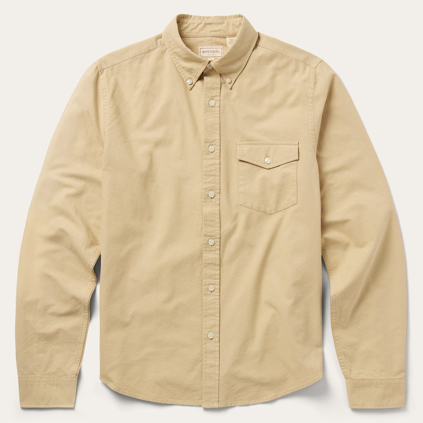 Peached Oxford Button-Down Shirt Tan