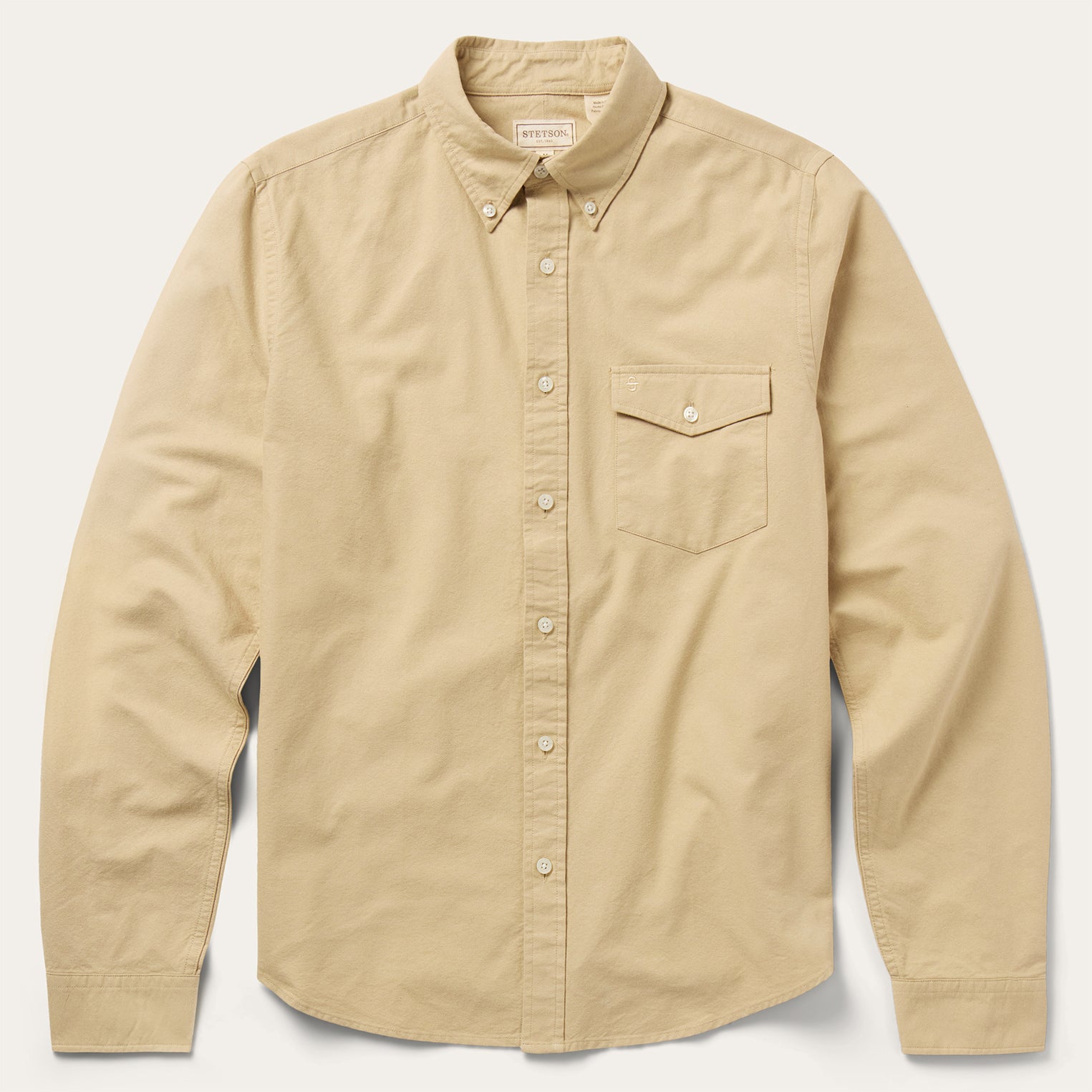 Peached Oxford Button-Down Shirt Tan