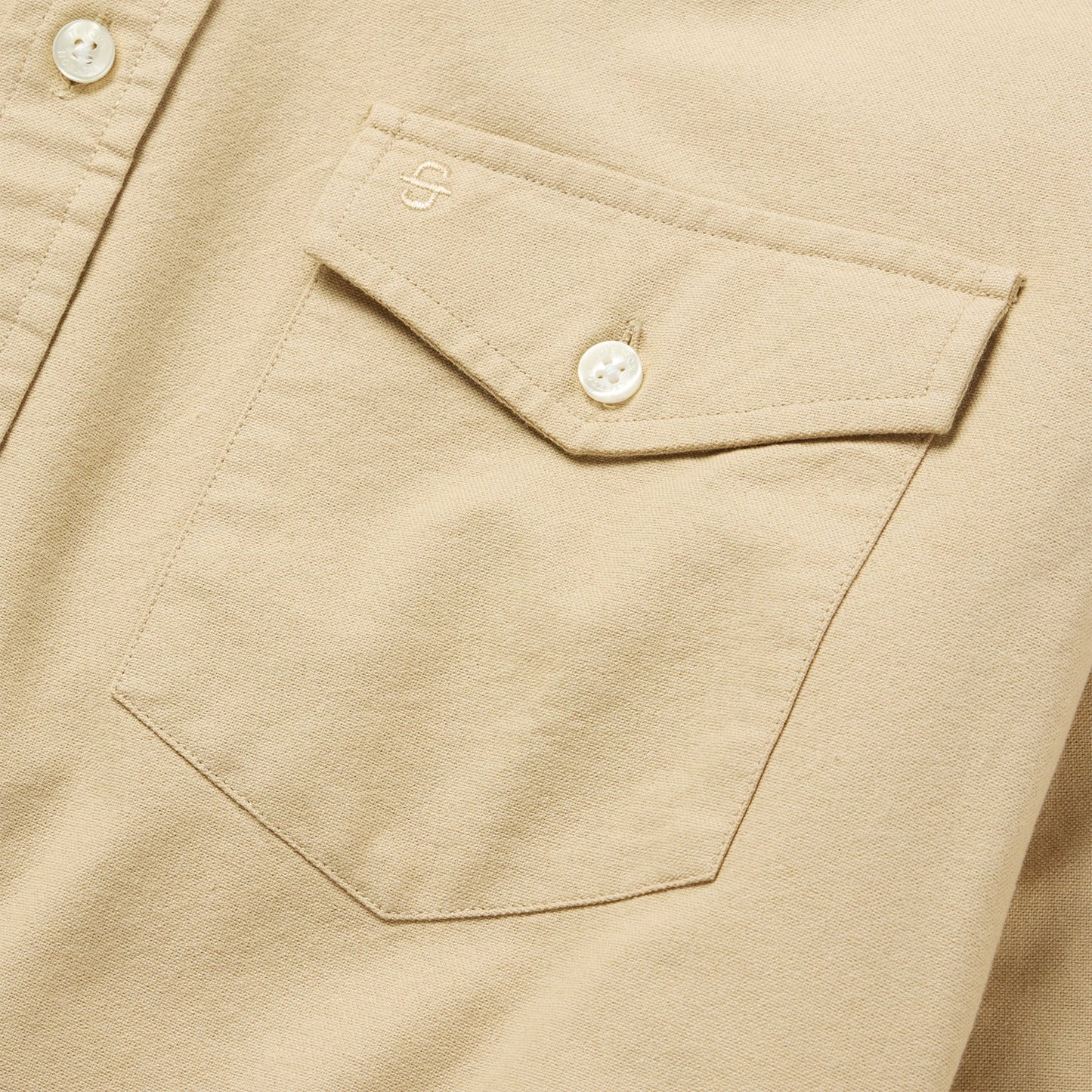Peached Oxford Button-Down Shirt Tan