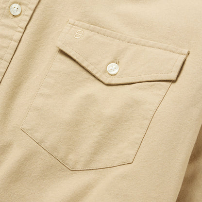 Peached Oxford Button-Down Shirt Tan