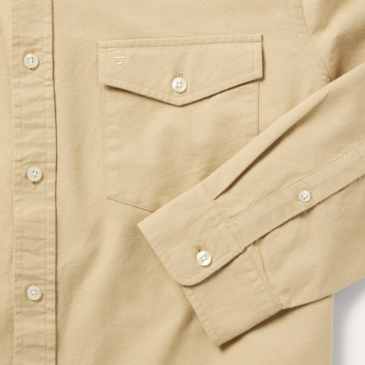Peached Oxford Button-Down Shirt Tan