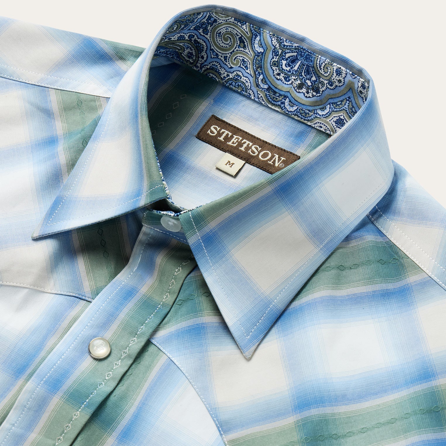 Moss Plaid Short-Sleeve Western Shirt Blue