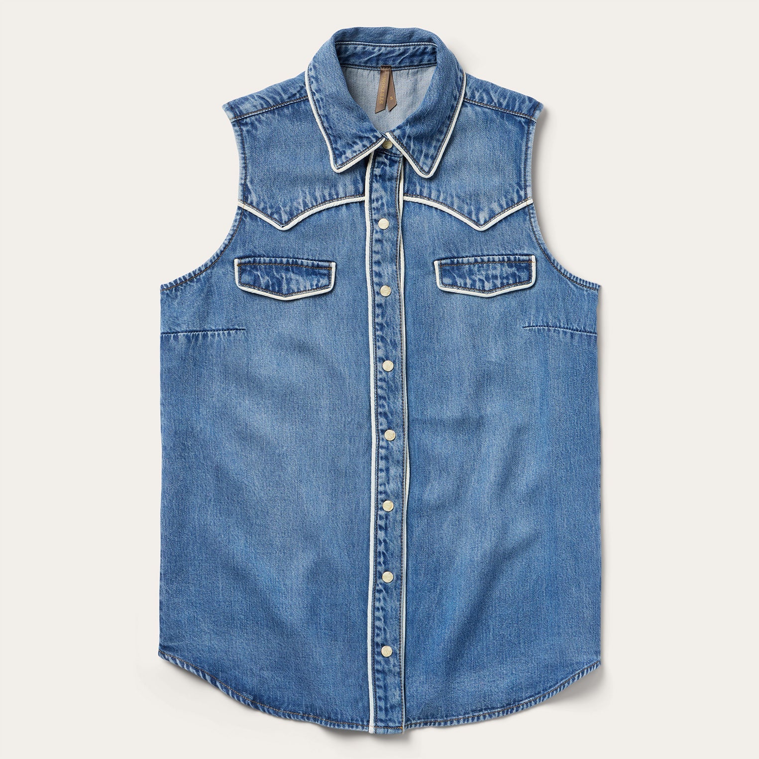 Sleeveless Denim Western Shirt Blue