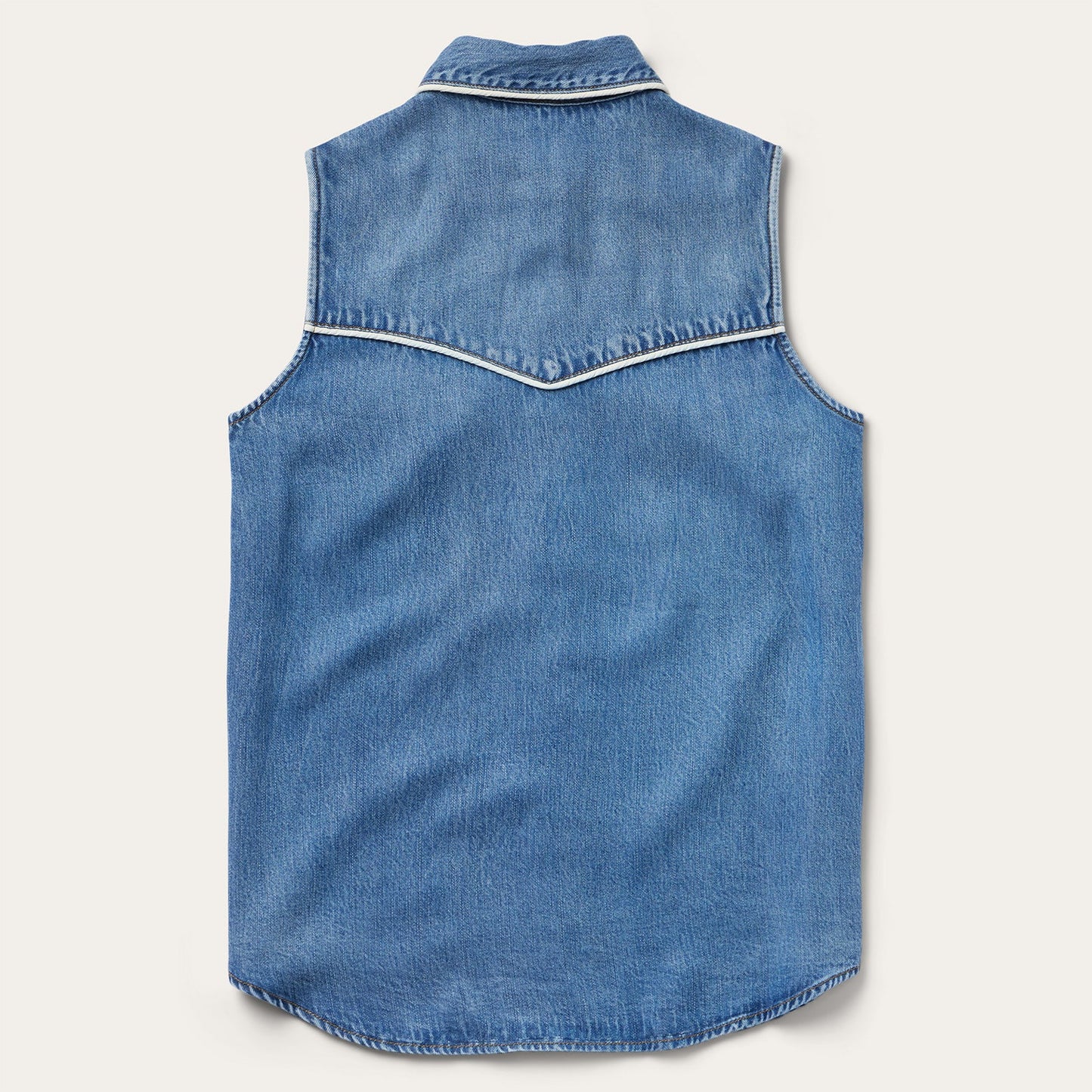 Sleeveless Denim Western Shirt Blue