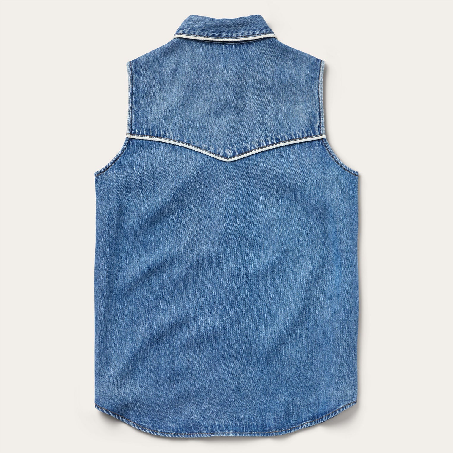 Sleeveless Denim Western Shirt Blue